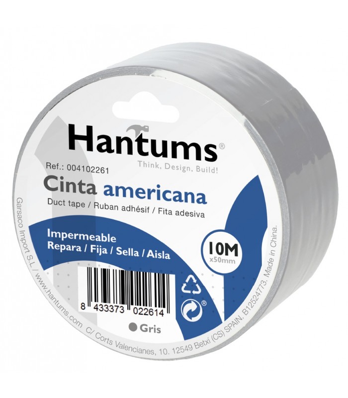 Cinta americana impermeable Gris 50mm 10 Metros