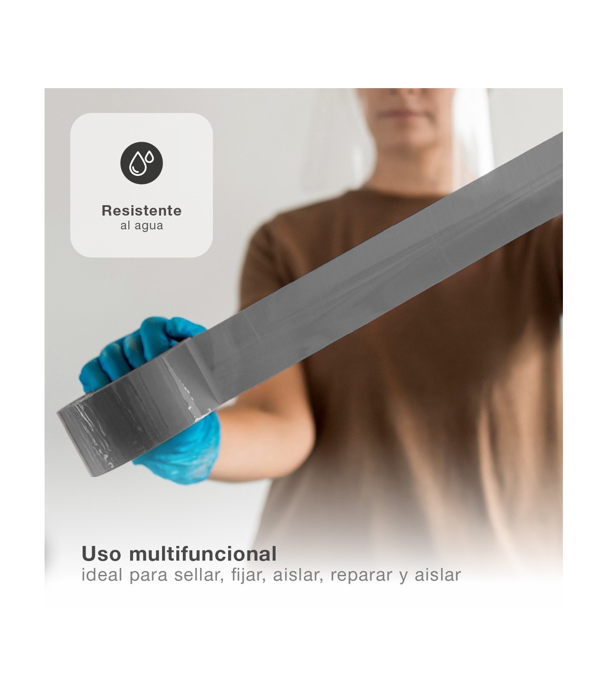 Cinta americana impermeable Gris 50mm 10 Metros