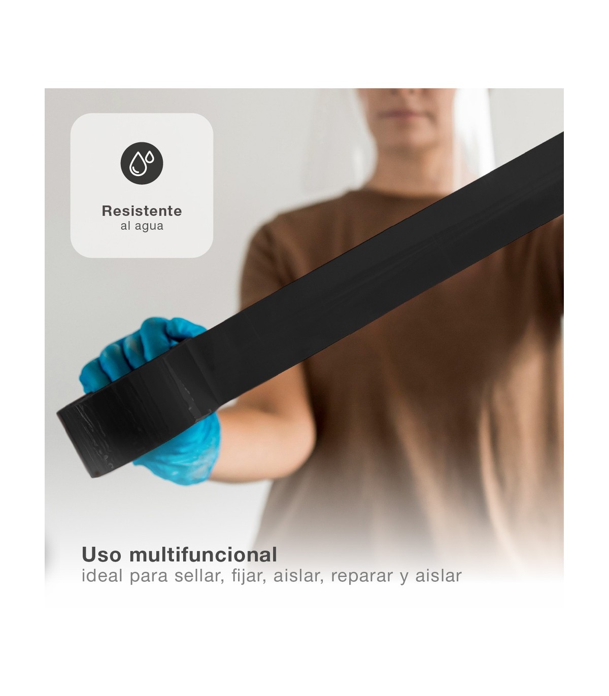 Cinta americana impermeable Negra 50mm 10 Metros