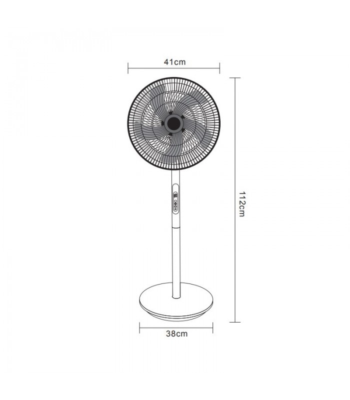 Ventilador de Pie Solar RIALTO 30W 41cm Negro