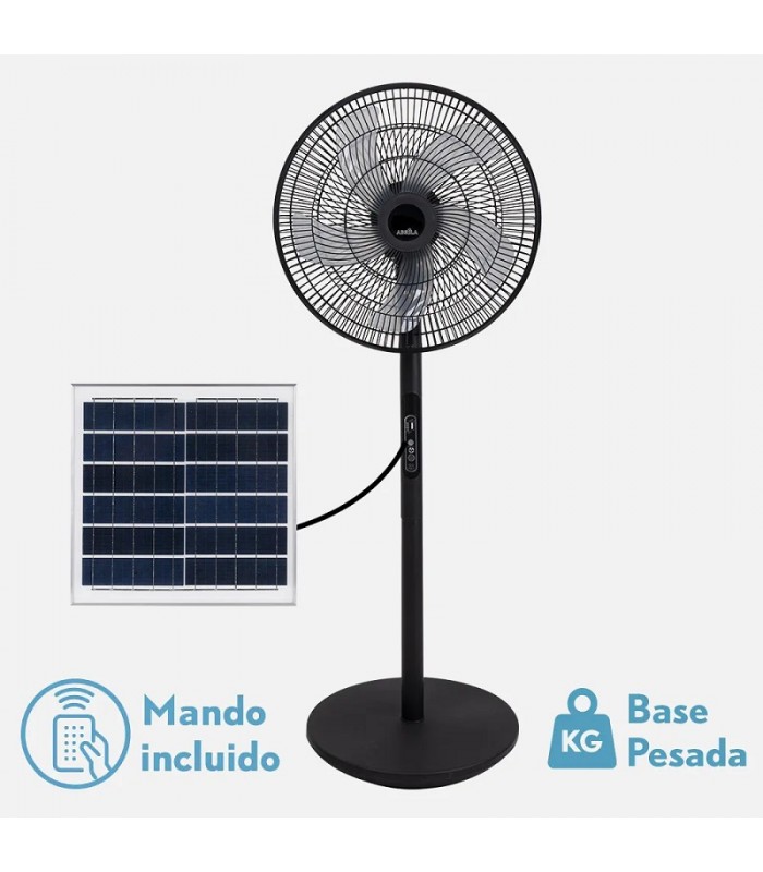 Ventilador de Pie Solar RIALTO 30W 41cm Negro