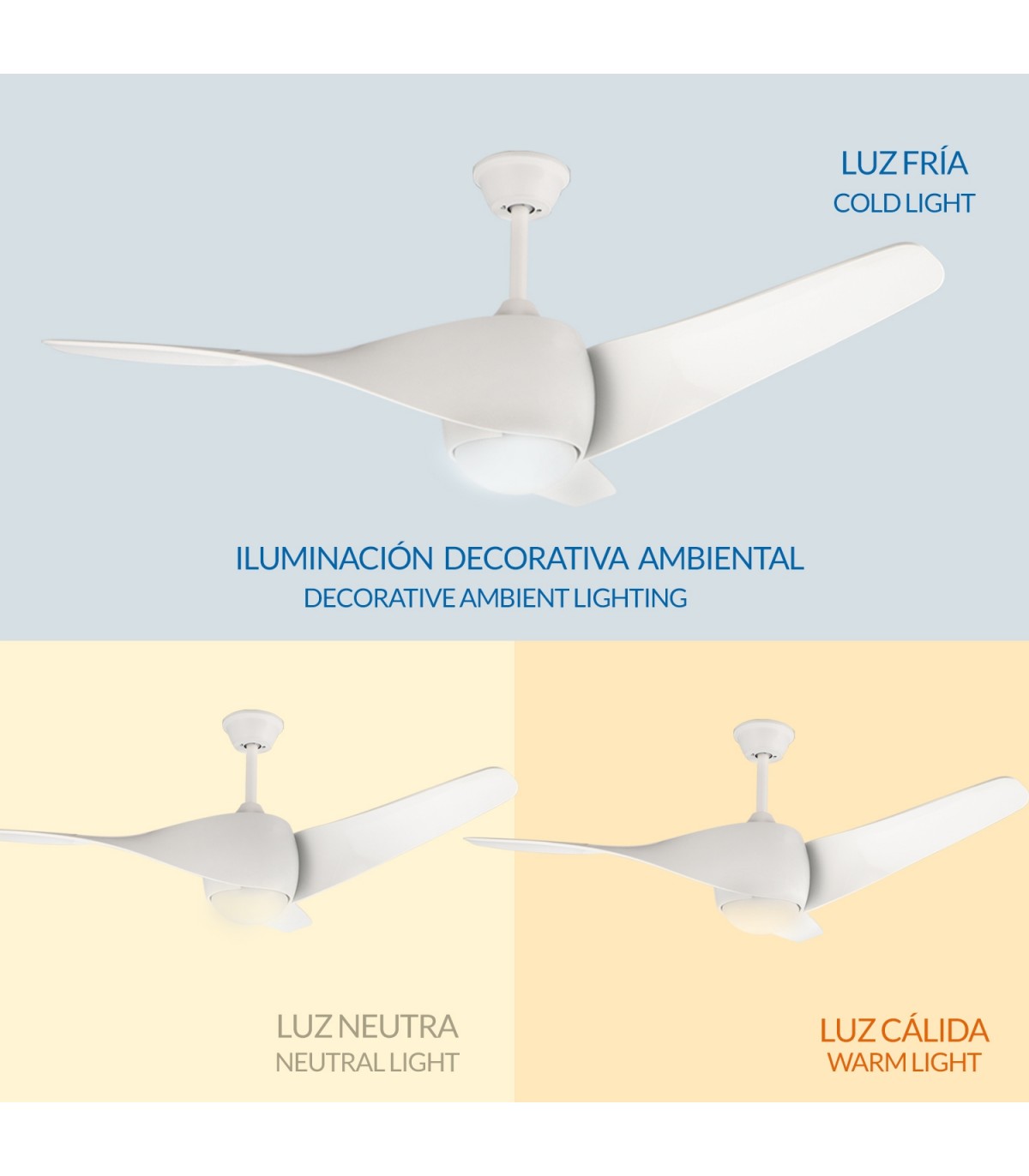 Ventilador de Techo BRUSSELS APP DC 18W 1800Lm 3 Aspas CCT