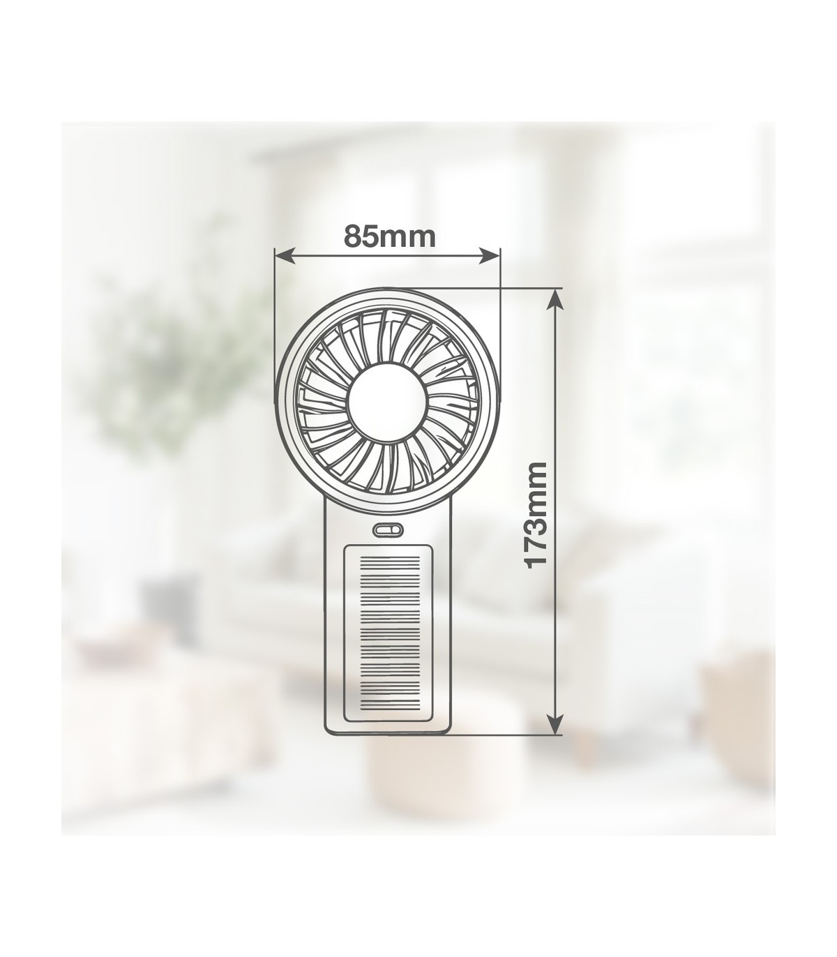 Mini ventilador de mano VAINIO USB/Solar recargable Negro