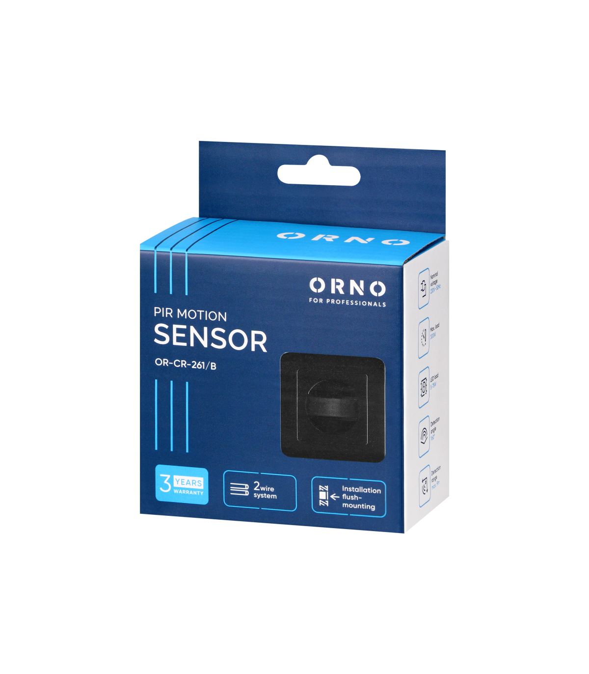 Detector Movimiento ORNO Empotrable Pared 9m IP20 Negro