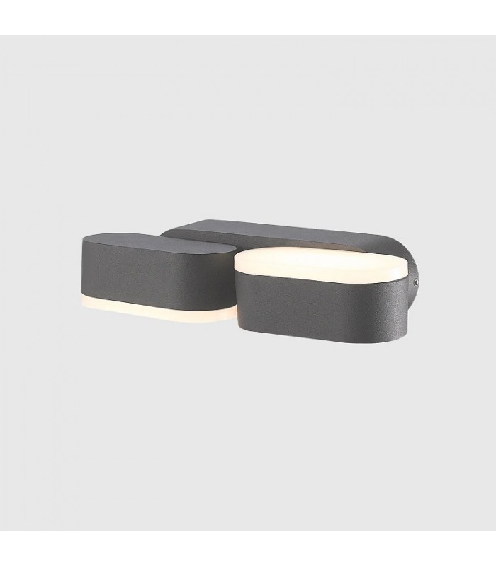 Aplique de Pared Led JUNY Antracita 2x6W 1630Lm IP54 CCT
