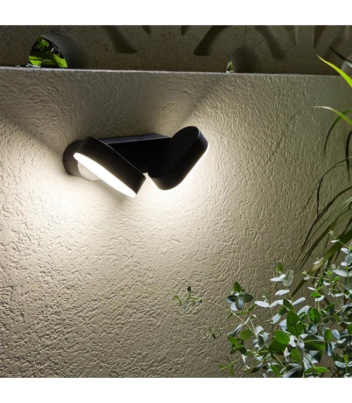 Aplique de Pared Led JUNY Antracita 2x6W 1630Lm IP54 CCT