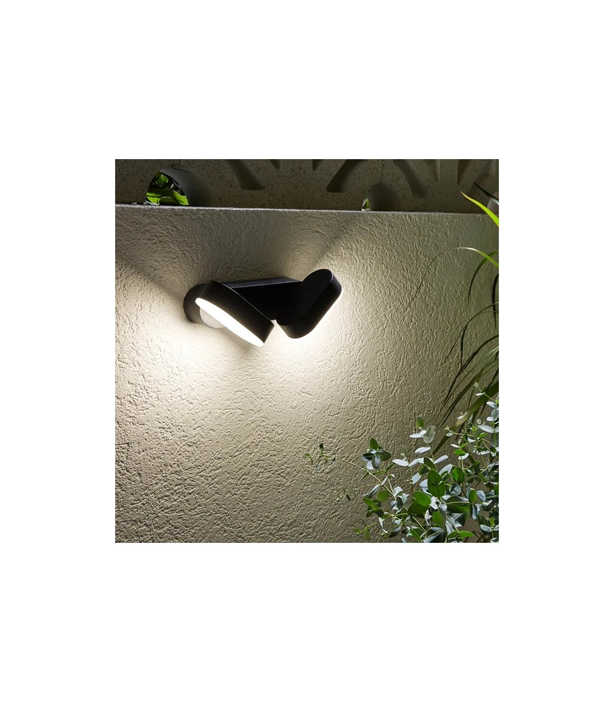 Aplique de Pared Led JUNY Antracita 2x6W 1630Lm IP54 CCT