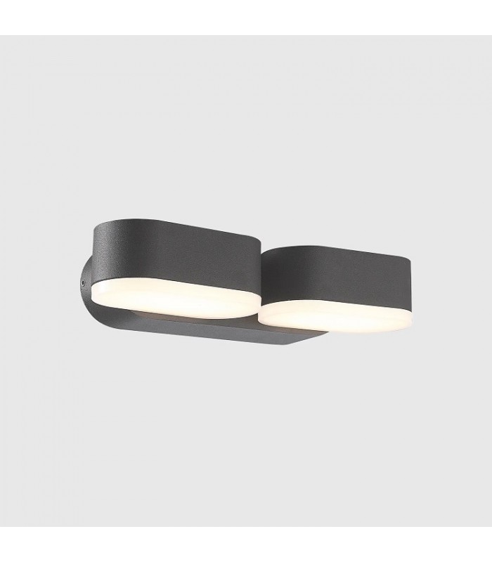 Aplique de Pared Led JUNY Antracita 2x6W 1630Lm IP54 CCT