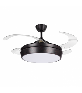 Ventilador LED SIMUN 36W 3.240Lm Marrón Rústico 4 Aspas transparentes plegables