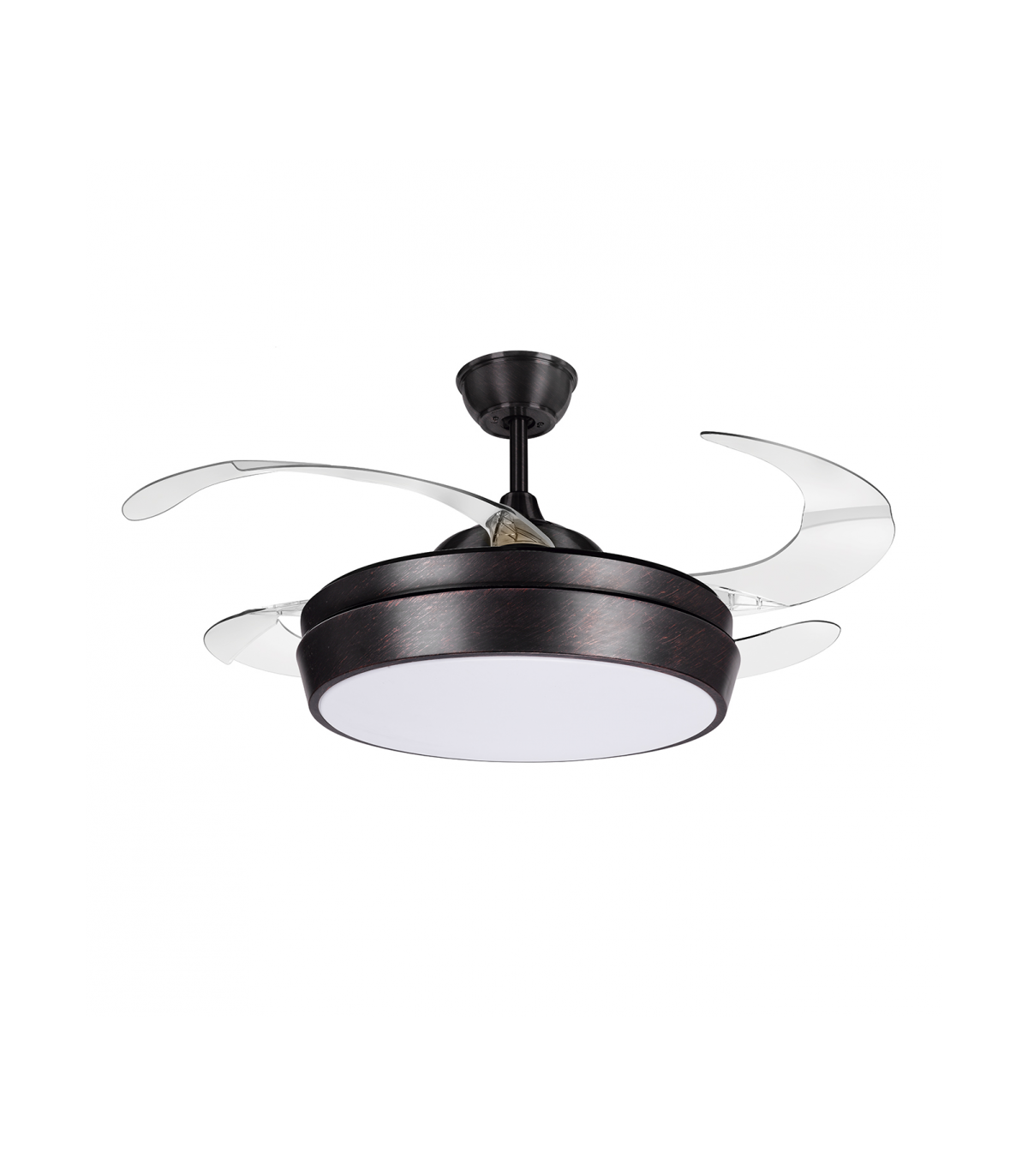 Ventilador LED SIMUN 36W 3.240Lm Marrón Rústico 4 Aspas transparentes plegables