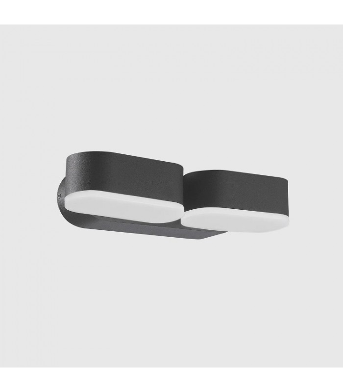 Aplique de Pared Led JUNY Antracita 2x6W 1630Lm IP54 CCT