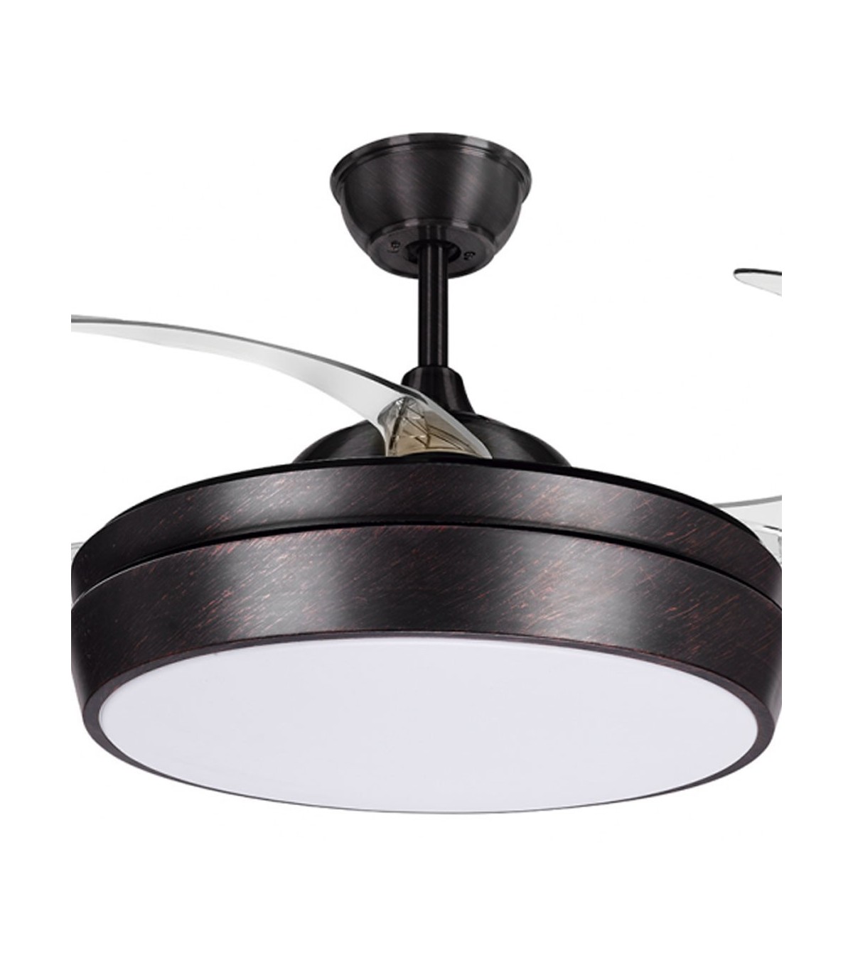 Ventilador LED SIMUN 36W 3.240Lm Marrón Rústico 4 Aspas transparentes plegables