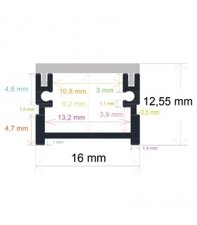 Perfil Aluminio FET Suelo Superficie/Empotrar -2 Metros-