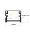 Perfil Aluminio FET Suelo Superficie/Empotrar -2 Metros-