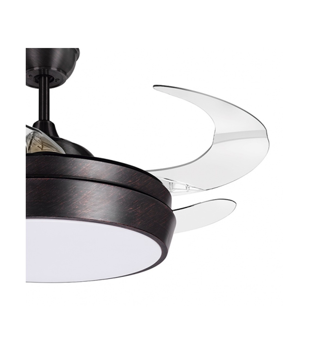 Ventilador LED SIMUN 36W 3.240Lm Marrón Rústico 4 Aspas transparentes plegables