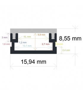 Perfil Aluminio FIT Suelo Superficie/Empotrar -2 Metros-