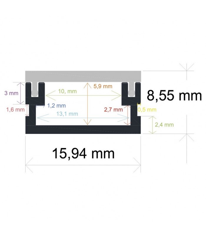 Perfil Aluminio FIT Suelo Superficie/Empotrar -2 Metros-