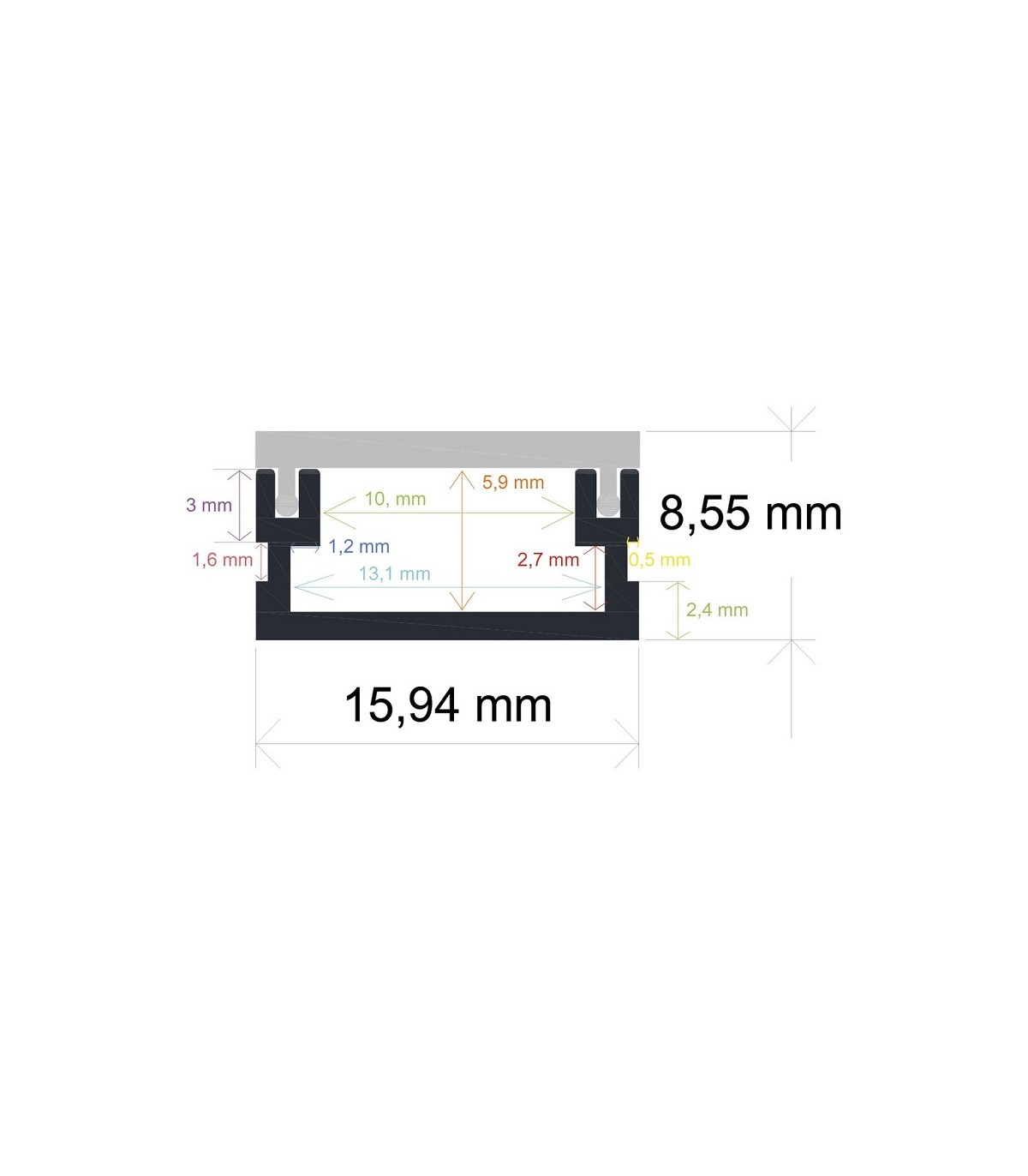 Perfil Aluminio FIT Suelo Superficie/Empotrar -2 Metros-