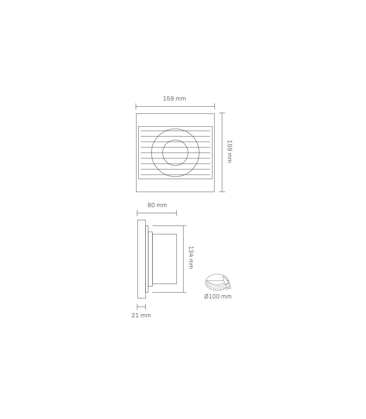 Extractor RELECTRIC 15W Ø100mm Caudal 180m3/h IP44