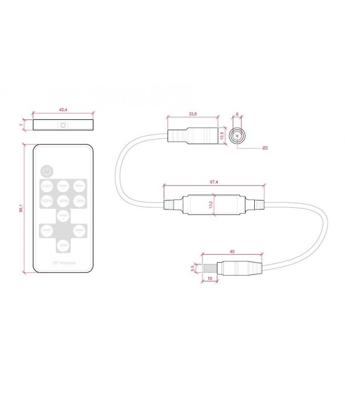 Dimmer LED 5V-24V DC 30/144W con mando.