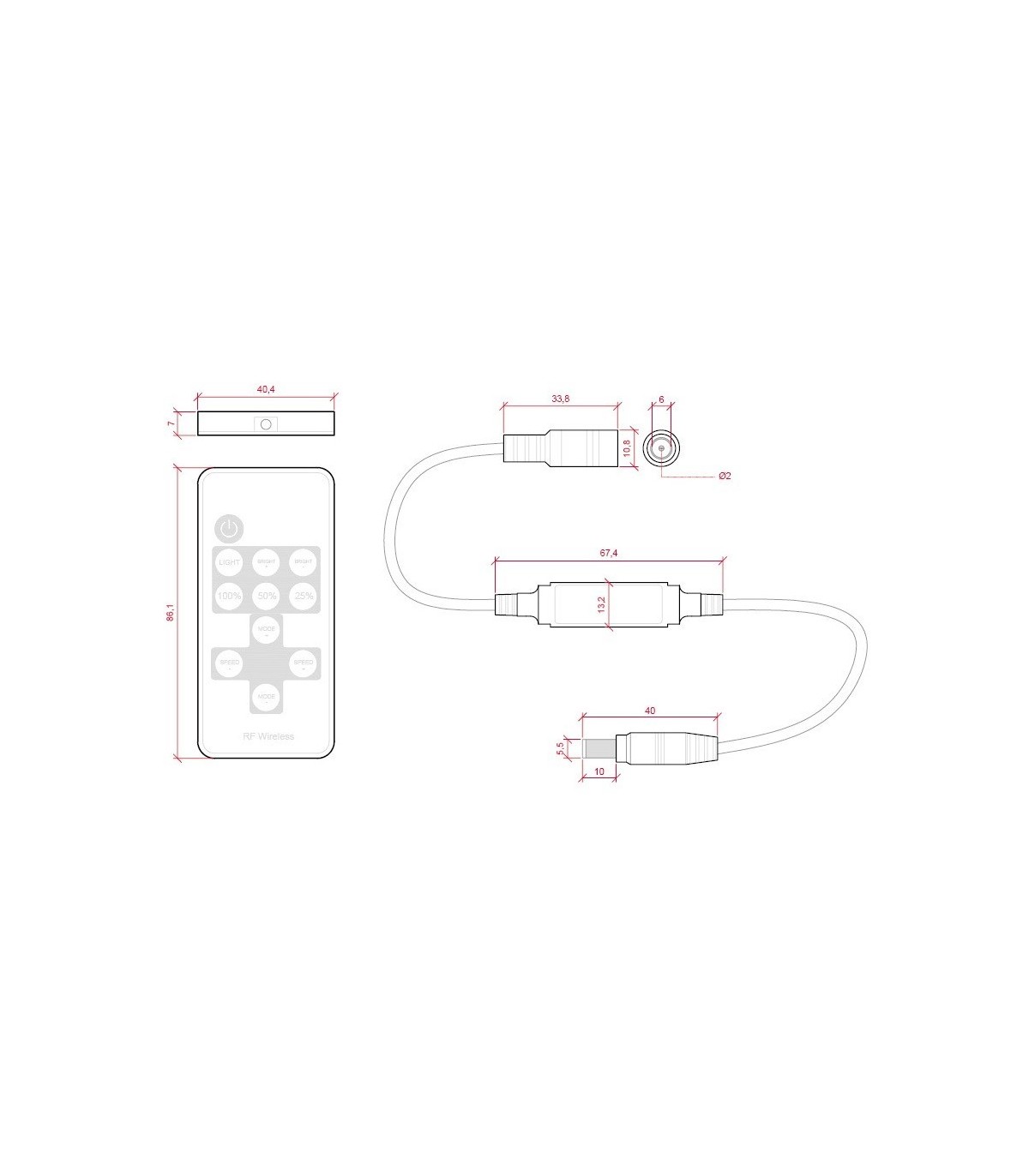 Dimmer LED 5V-24V DC 30/144W con mando.