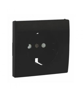 Tapa Base Schuko con Protección Negro APOLO 5000