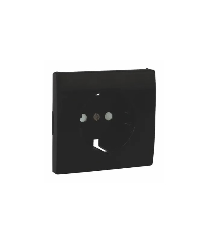 Tapa Base Schuko con Protección Negro APOLO 5000