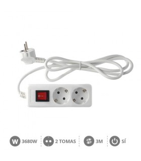 Base Múltiple 2T + Interruptor (3x1.5mm) 3m Blanca