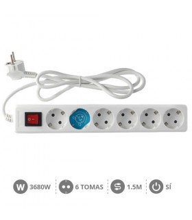 Base Múltiple 6T + Interruptor 3x1mm 1.5M Blanco