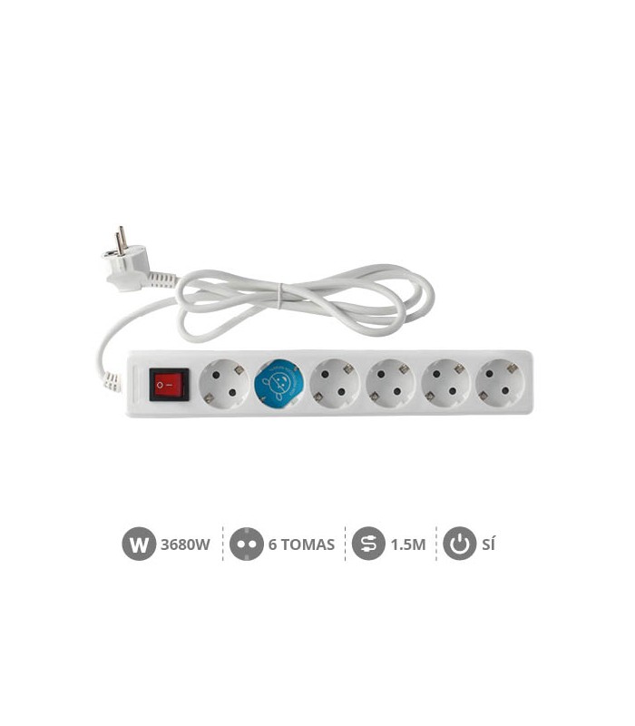 Base Múltiple 6T + Interruptor 3x1mm 1.5M Blanco