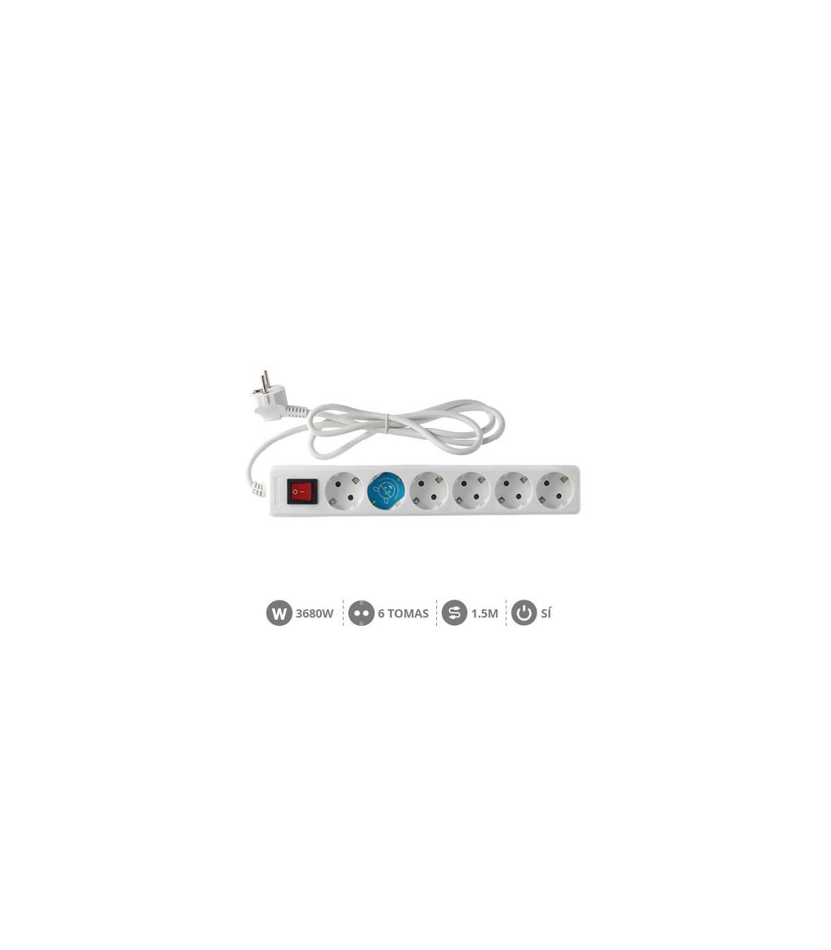 Base Múltiple 6T + Interruptor 3x1mm 1.5M Blanco