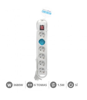 Base Múltiple 6T + Interruptor 3x1mm 1.5M Blanco