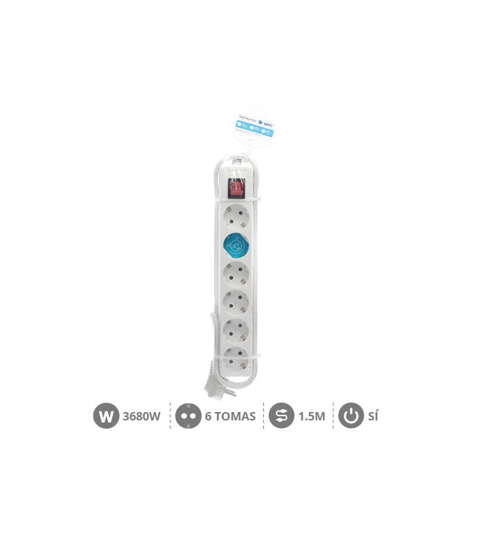 Base Múltiple 6T + Interruptor 3x1mm 1.5M Blanco