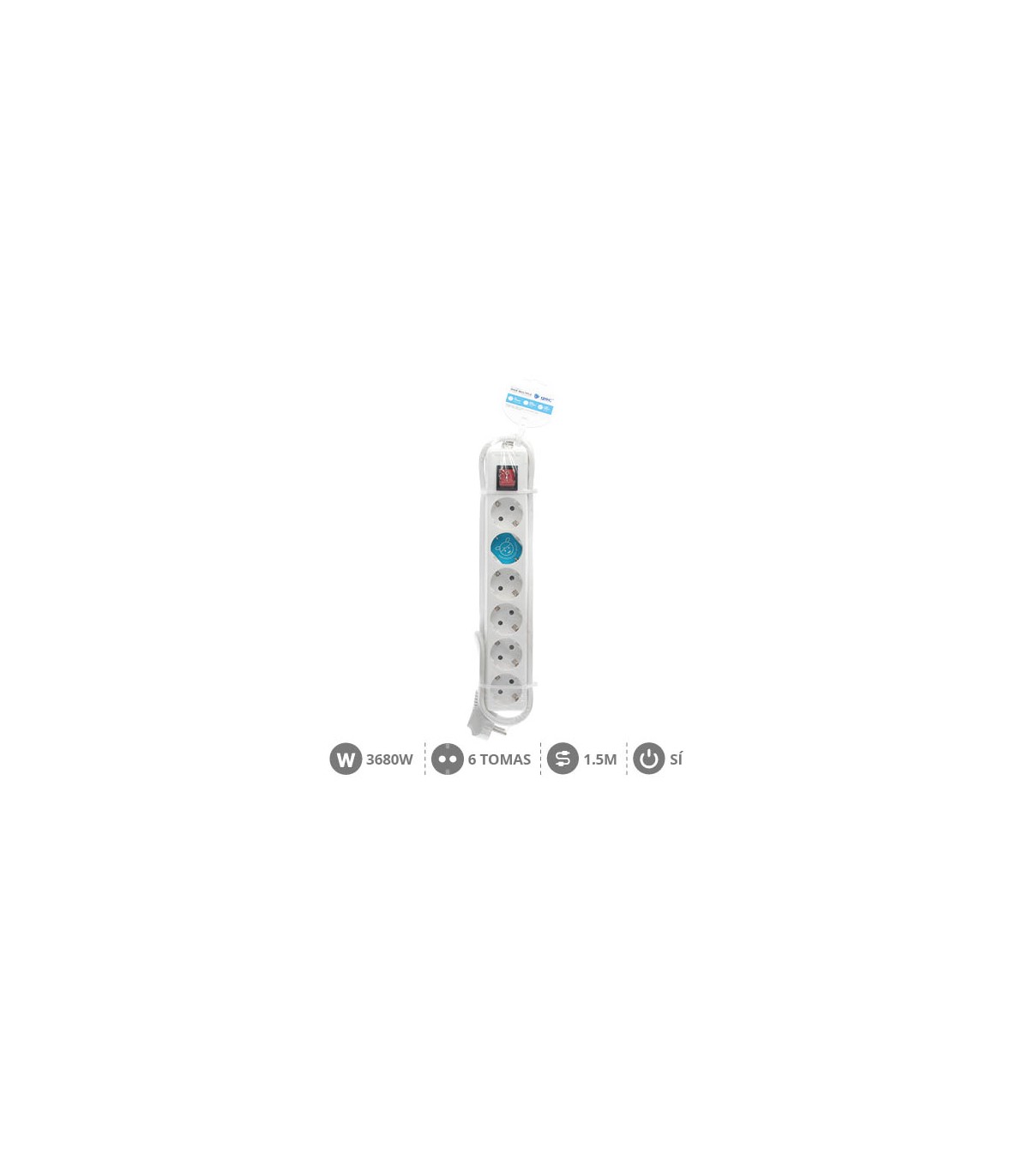 Base Múltiple 6T + Interruptor 3x1mm 1.5M Blanco