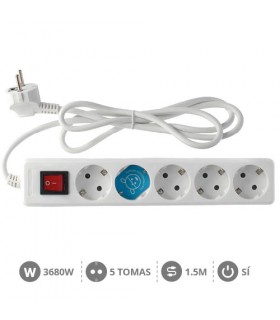 Base Múltiple 5T + Interruptor 3x1mm 1.5M Blanco