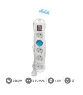 Base Múltiple 5T + Interruptor 3x1mm 1.5M Blanco