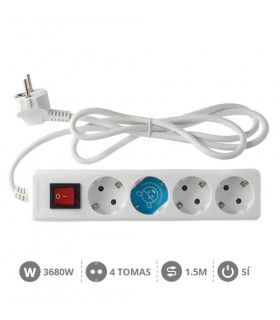 Base Múltiple 4T + Interruptor 3x1mm 1.5M Blanco
