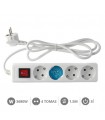 Base Múltiple 4T + Interruptor 3x1mm 1.5M Blanco