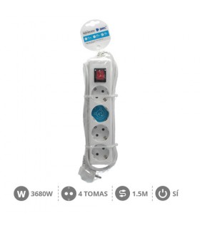Base Múltiple 4T + Interruptor 3x1mm 1.5M Blanco
