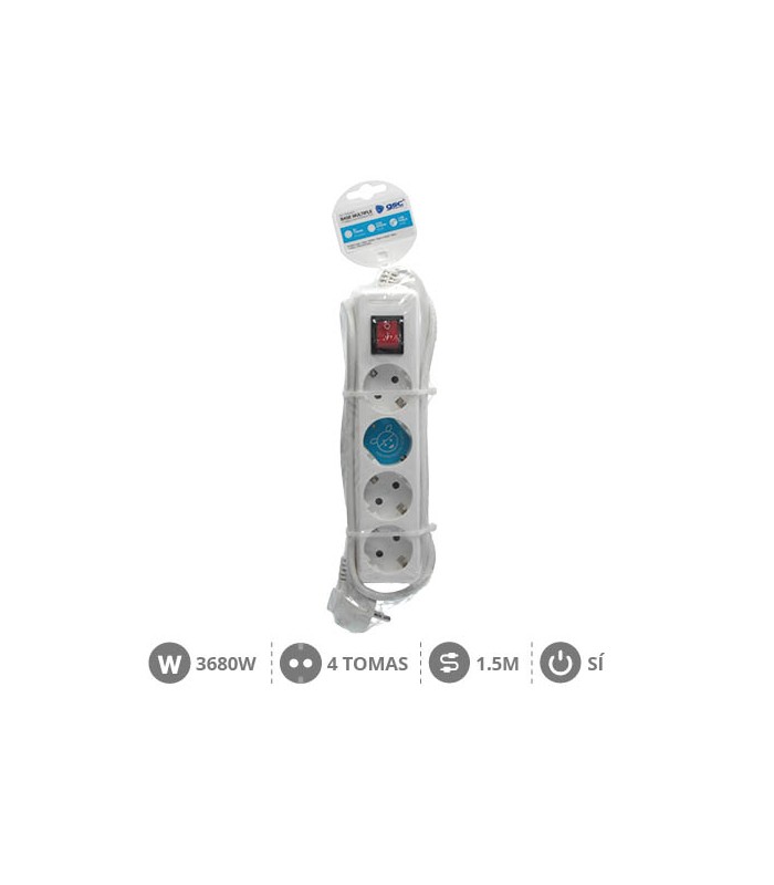 Base Múltiple 4T + Interruptor 3x1mm 1.5M Blanco