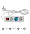 Base Múltiple 3T + Interruptor 3x1mm 1.5M Blanco