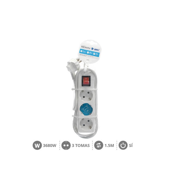 Base Múltiple 3T + Interruptor 3x1mm 1.5M Blanco