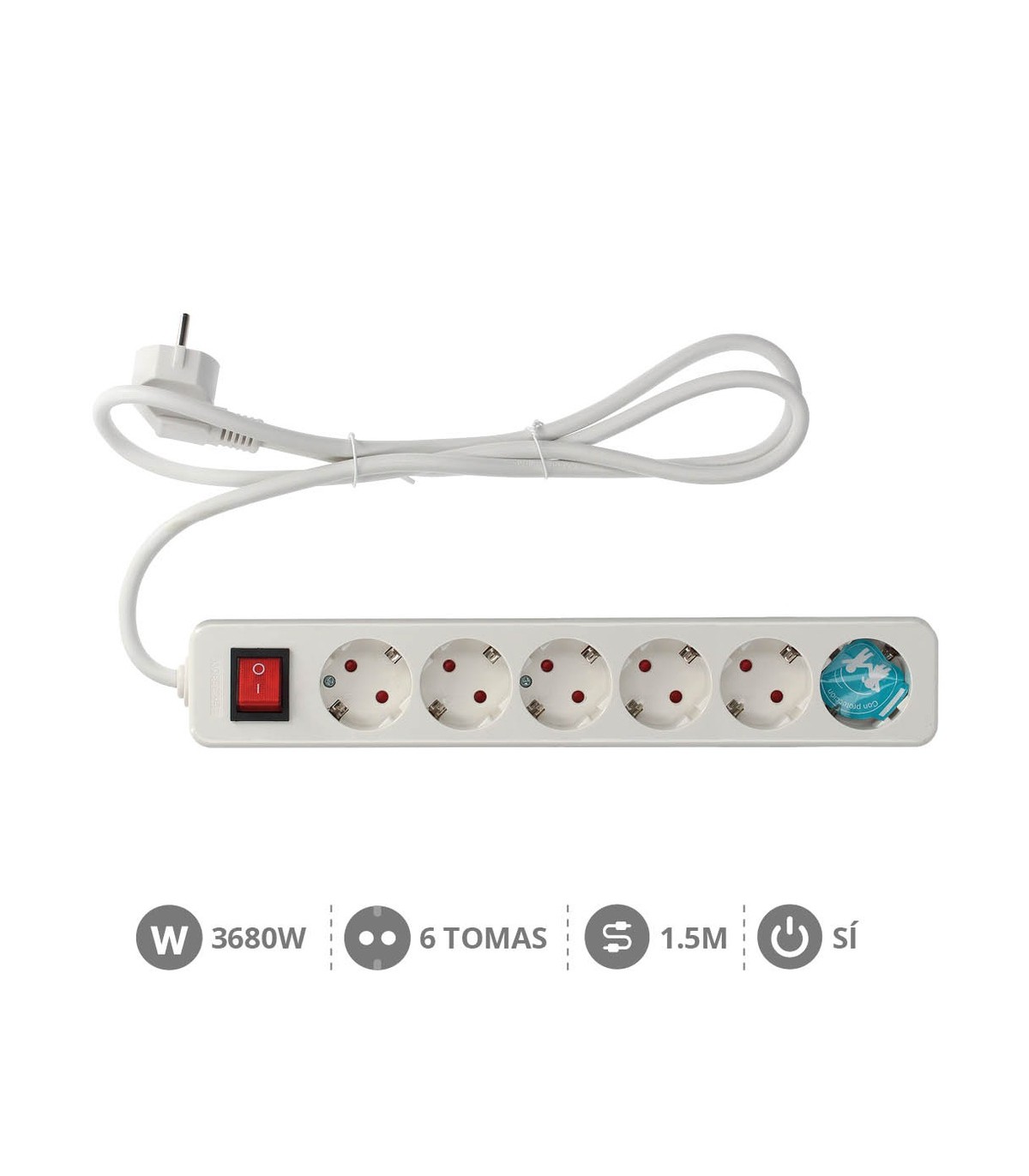 Base Múltiple Mega 6T + Interruptor 3x1.5mm² 1.5m