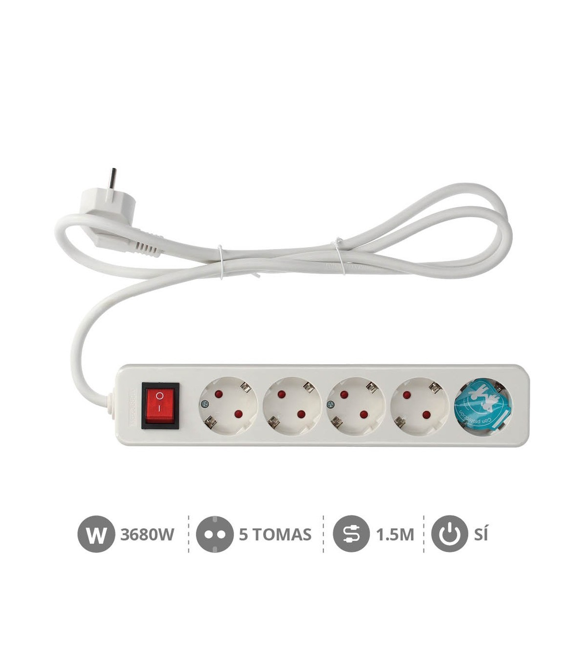 Base Múltiple Mega 5T + Interruptor 3x1.5mm² 1.5m