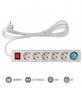 Base Múltiple Mega 6T + Interruptor 3x1.5mm² 3m