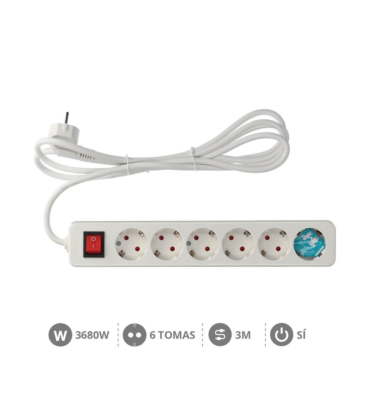 Base Múltiple Mega 6T + Interruptor 3x1.5mm² 3m