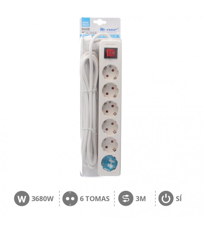 Base Múltiple Mega 6T + Interruptor 3x1.5mm² 3m