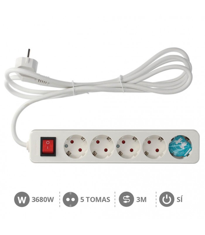Base Múltiple Mega 5T + Interruptor 3x1.5mm² 3m