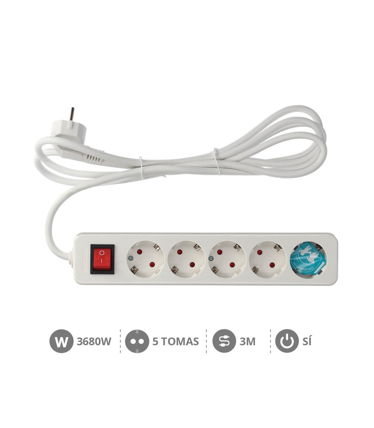 Base Múltiple Mega 5T + Interruptor 3x1.5mm² 3m