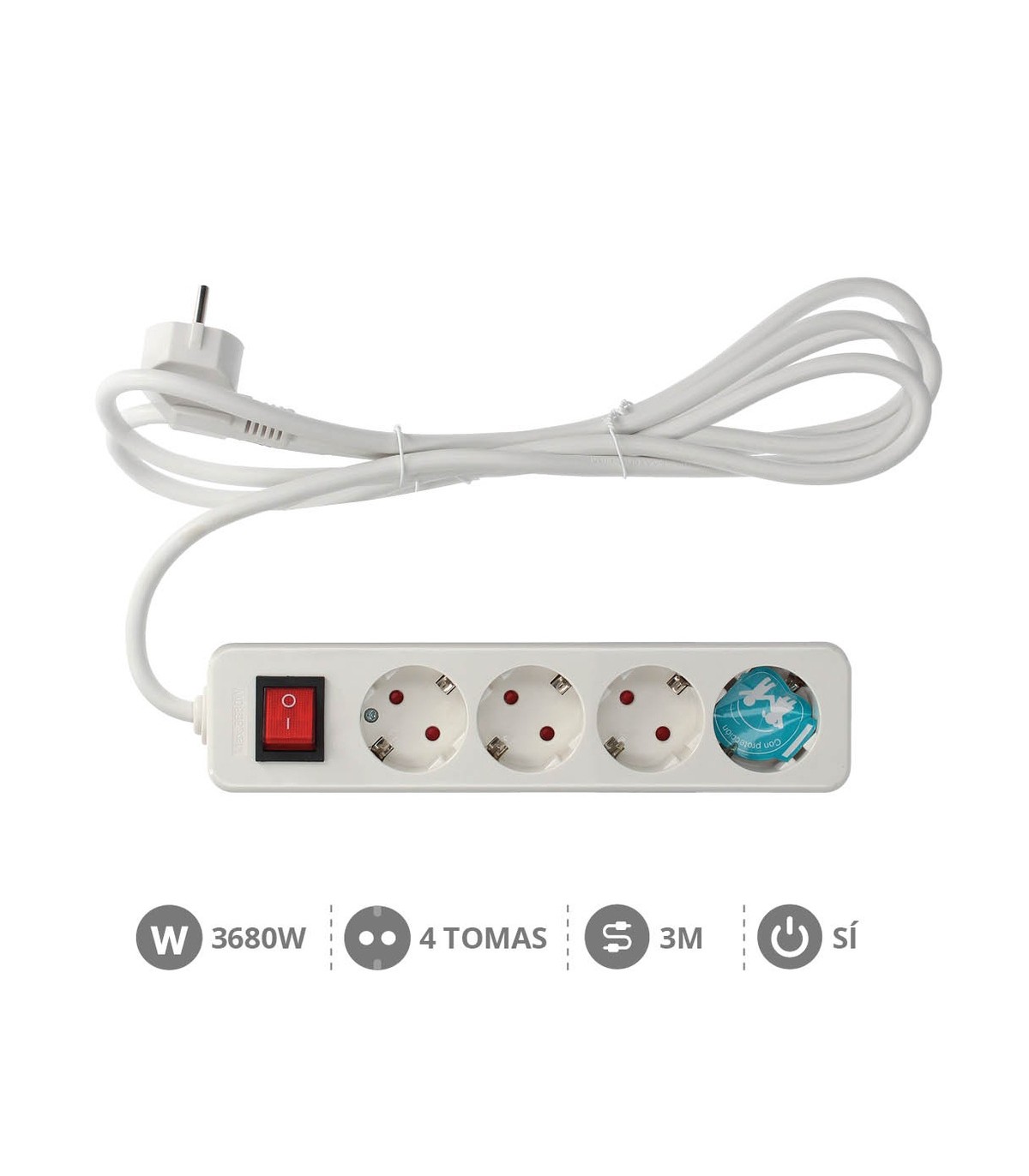 Base Múltiple Mega 4T + Interruptor 3x1.5mm 3m